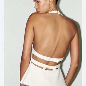 Zara White Backless Halter Top